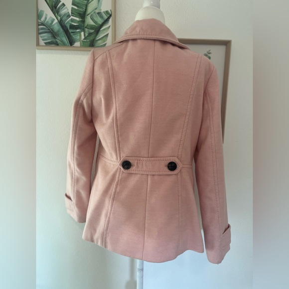 H&M Women’s Pink Winter Pea Coat Double Breasted Short - Picture 2 of 5